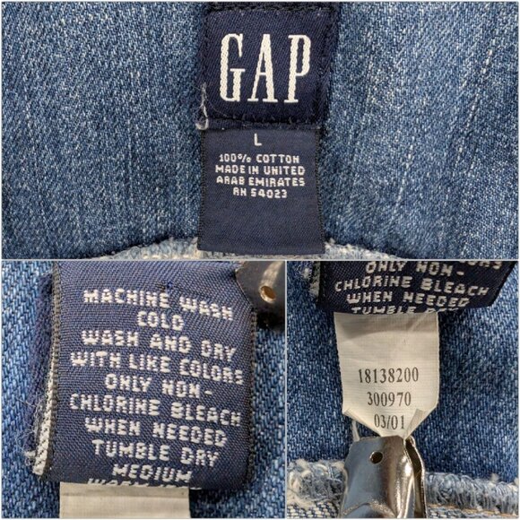 Vtg GAP Jean Trucker Jacket Womens Blue Cotton Denim Button Front Y2K Size L - Picture 5 of 9